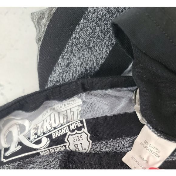 Retrofit XL Henley Shirt Black Gray Long Sleeve Sheer Pullover Button Down - Picture 7 of 7